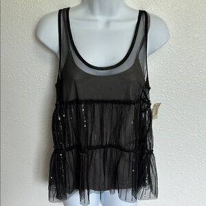 American Eagle Outfitters Black Sequin Tank Top Size Small